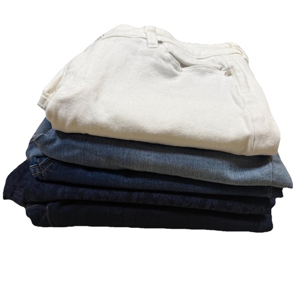 Liverpool Jeans Company Denim - Women's 14 Classic Skinny Jeans Liverpool NYDJ Lot of 5 Medium Dark White Wash